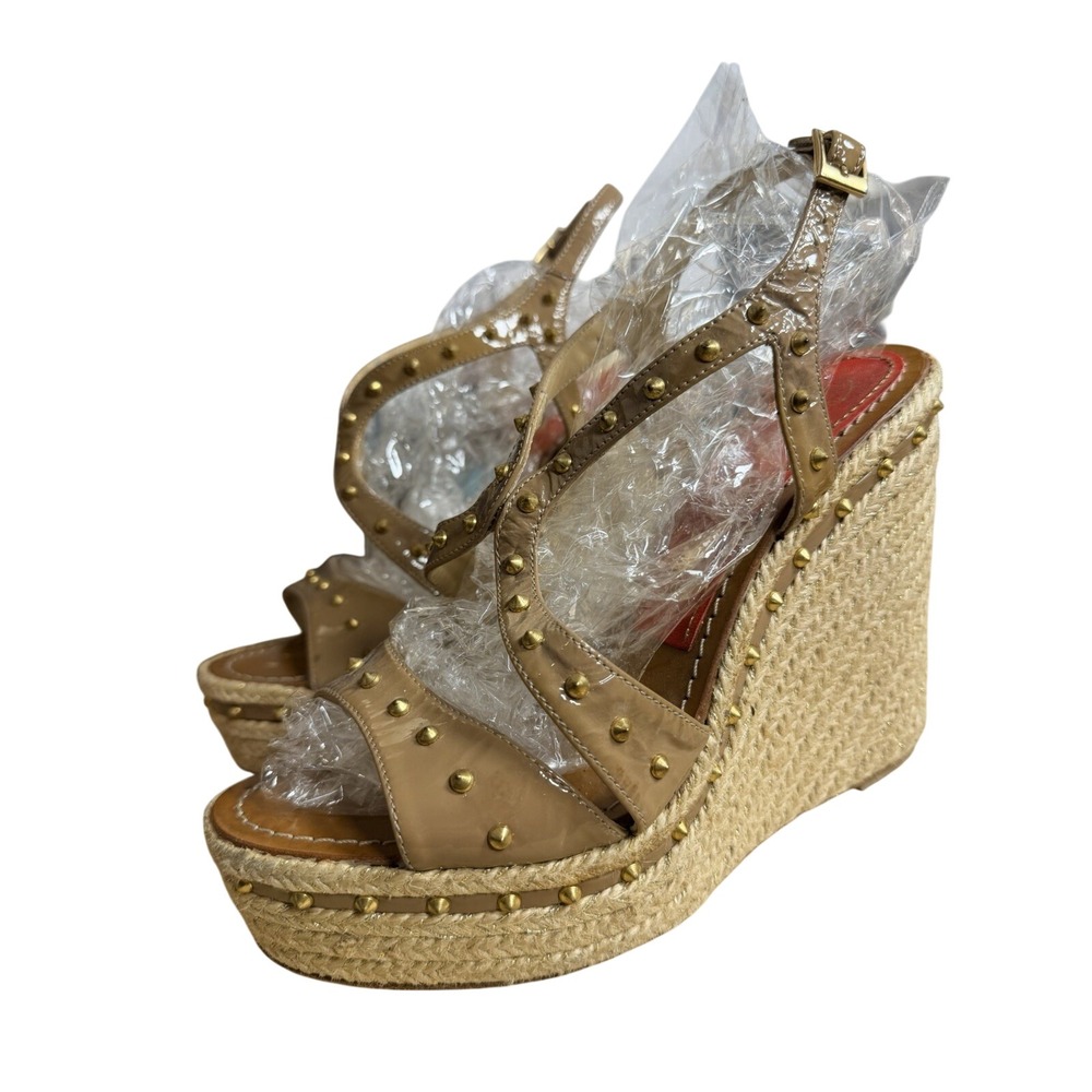 Beverly Feldman Love & Desire Sandals Sz 10 Studded Espadrille Heels Spain - Picture 2 of 16